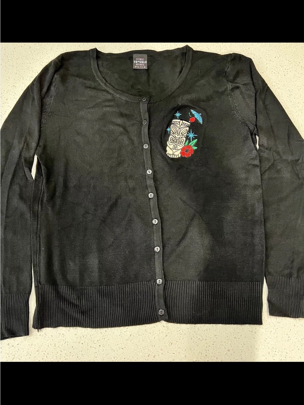🌺Double Trouble Apparel Embroidered Tiki Cardigan, Black, 2X, NWOT🌺 - Picture 8 of 14
